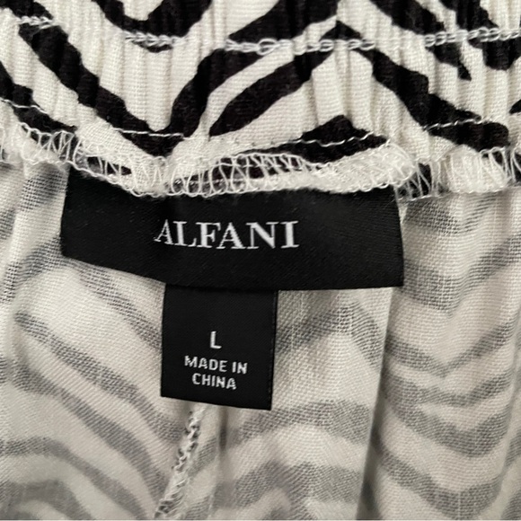 Alfani Linen Blend Zebra Print Pull On Pants Black and White - Picture 5 of 6